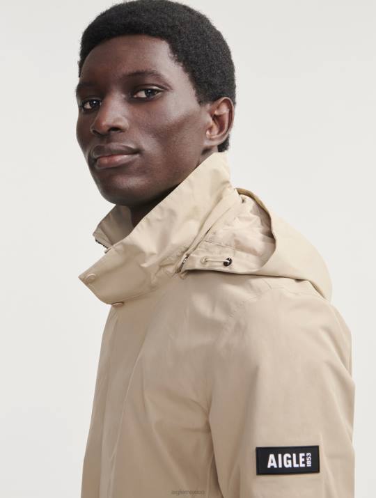 Aigle 86DD203 ropa mimbre hombres parka larga con capucha de gore-tex