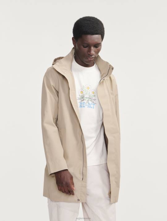 Aigle 86DD203 ropa mimbre hombres parka larga con capucha de gore-tex