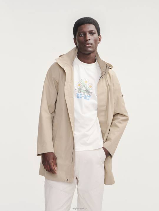 Aigle 86DD203 ropa mimbre hombres parka larga con capucha de gore-tex