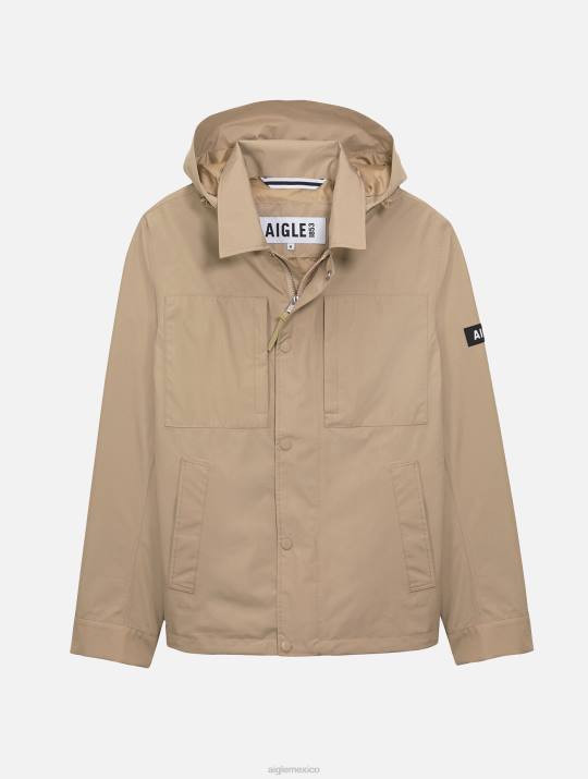 Aigle 86DD220 ropa mimbre yo hombres parka corta gore-tex capucha desmontable