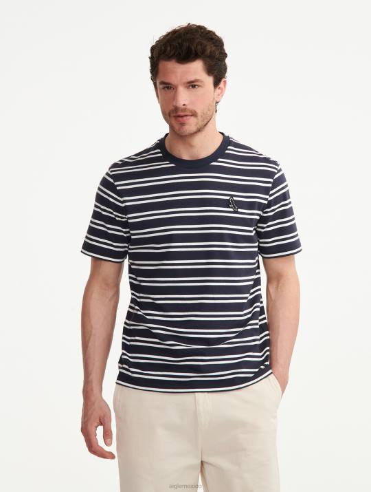 Aigle 86DD132 ropa imperio st hombres camiseta a rayas con cuello redondo