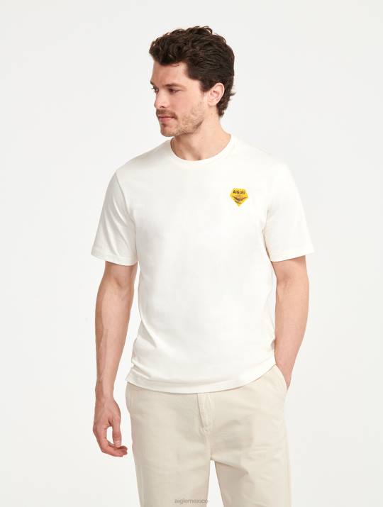 Aigle 86DD137 ropa leche hombres camiseta estampada con cuello redondo