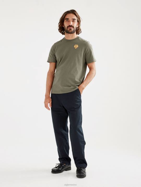 Aigle 86DD146 ropa taillis hombres camiseta estampada con cuello redondo