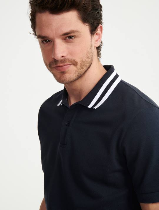 Aigle 86DD2 ropa imperio hombres polo de manga corta con cuello de doble banda