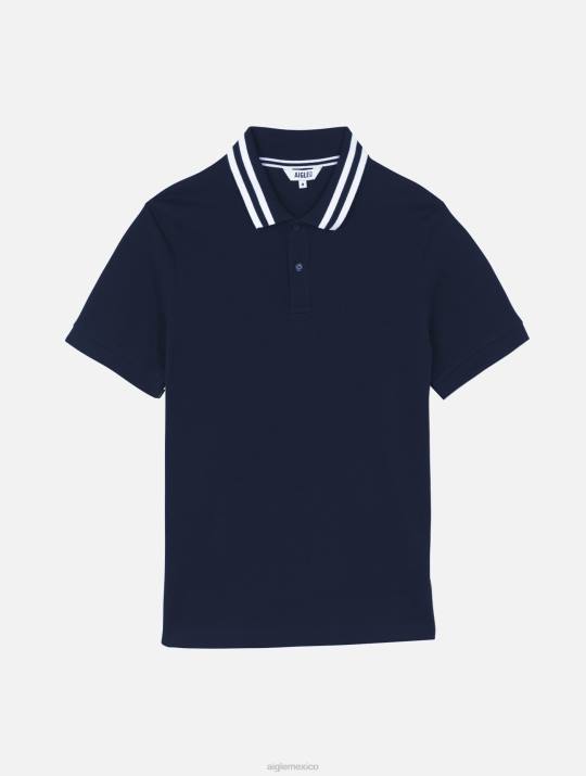 Aigle 86DD2 ropa imperio hombres polo de manga corta con cuello de doble banda