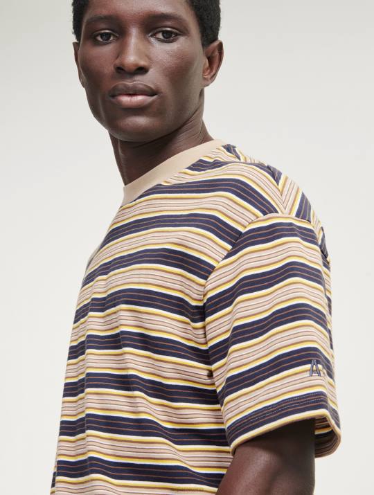 Aigle 86DD4 ropa imperio st hombres camiseta a rayas con cuello redondo
