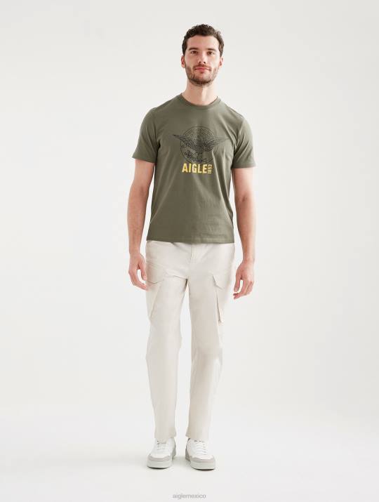 Aigle 86DD62 ropa taillis hombres camiseta estampada con cuello redondo