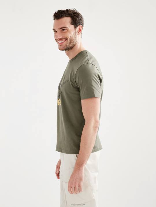 Aigle 86DD62 ropa taillis hombres camiseta estampada con cuello redondo