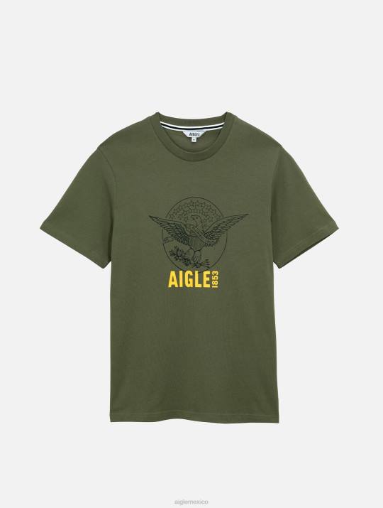 Aigle 86DD62 ropa taillis hombres camiseta estampada con cuello redondo