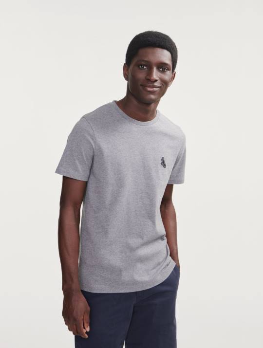 Aigle 86DD68 ropa cuero gris hombres camiseta de punto con cuello redondo