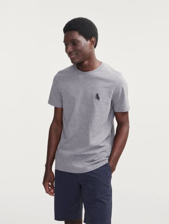 Aigle 86DD68 ropa cuero gris hombres camiseta de punto con cuello redondo