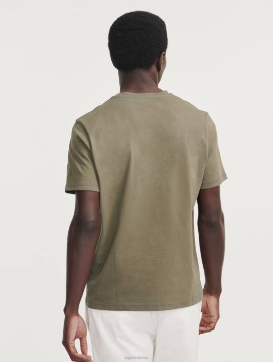 Aigle 86DD87 ropa taillis hombres camiseta con cuello redondo y bolsillo de punto