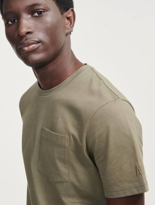 Aigle 86DD87 ropa taillis hombres camiseta con cuello redondo y bolsillo de punto