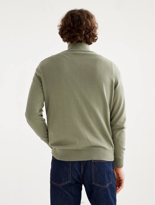 Aigle 86DD39 ropa taillis hombres suéter de calibre fino con media cremallera y cuello alto