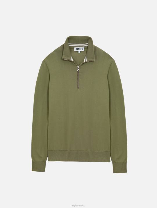 Aigle 86DD39 ropa taillis hombres suéter de calibre fino con media cremallera y cuello alto