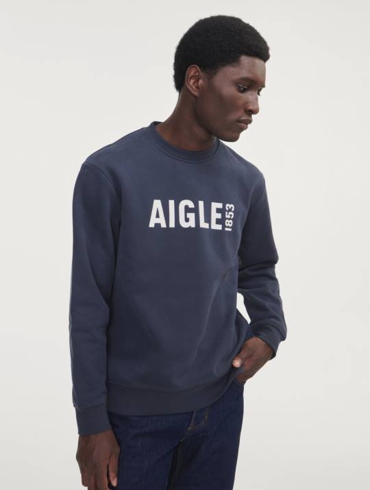 Aigle 86DD26 ropa imperio hombres sudadera con cuello redondo y estampado cepillado