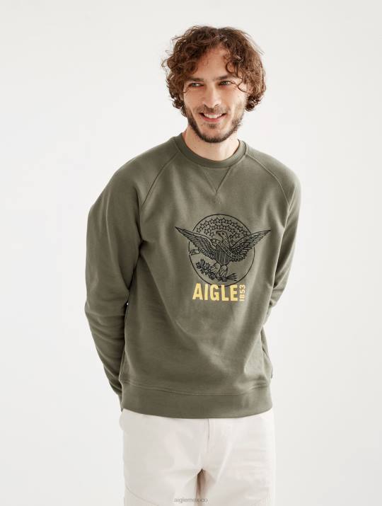 Aigle 86DD80 ropa taillis hombres sudadera con cuello redondo y bordado