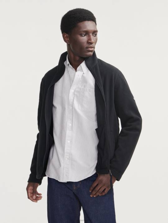 Aigle 86DD18 ropa negro hombres forro polar de microfibra con cremallera