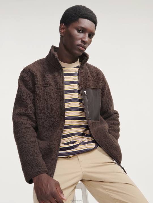 Aigle 86DD6 ropa cacao hombres forro polar sherpa con cremallera