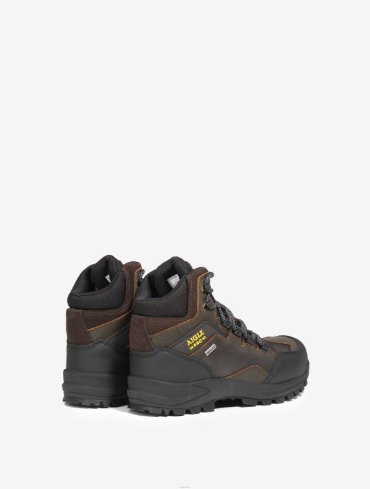 Aigle 86DD296 zapatos marron oscuro hombres zapatos de seguridad de cuero impermeables y transpirables