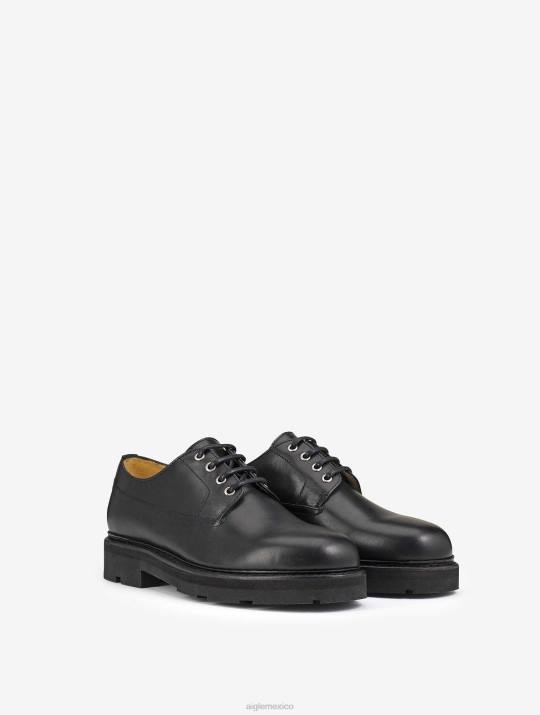 Aigle 86DD305 zapatos negro hombres el zapato derby de cuero cosido noruego
