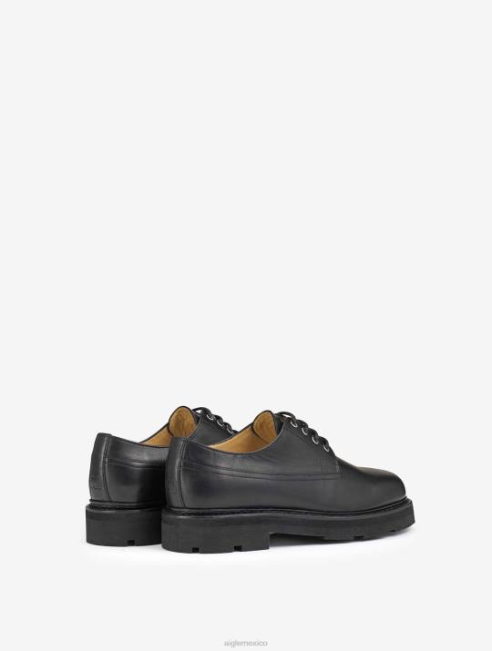 Aigle 86DD305 zapatos negro hombres el zapato derby de cuero cosido noruego