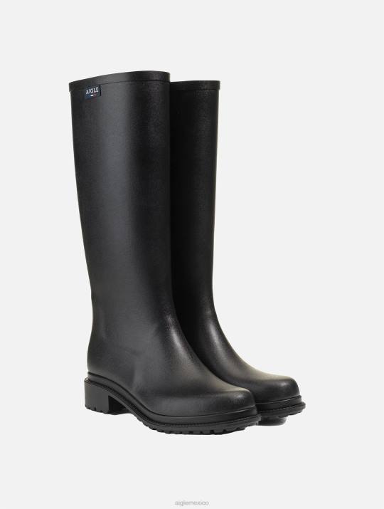 Aigle 86DD562 botas negro mujer bota de lluvia urbana hecha en francia