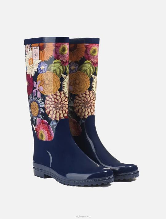 Aigle 86DD606 botas kew multifloración mujer versión impresa de las botas de lluvia de charol