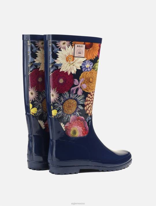 Aigle 86DD606 botas kew multifloración mujer versión impresa de las botas de lluvia de charol