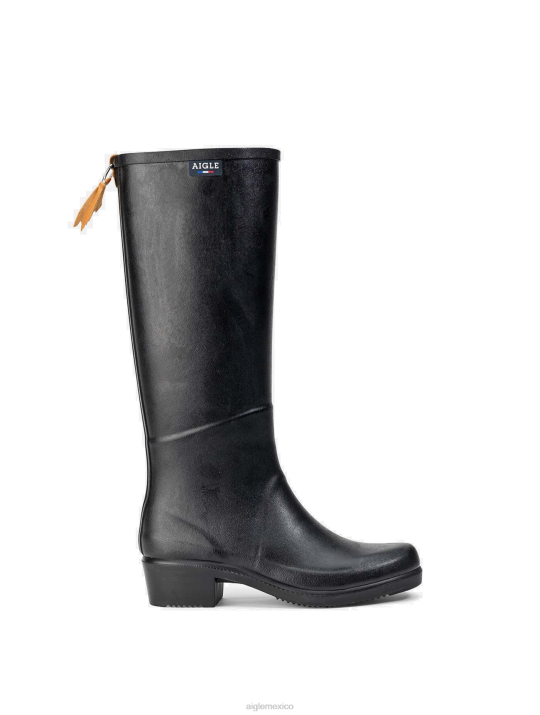 Aigle 86DD702 botas negro mujer botas de lluvia con tacón hechas en francia