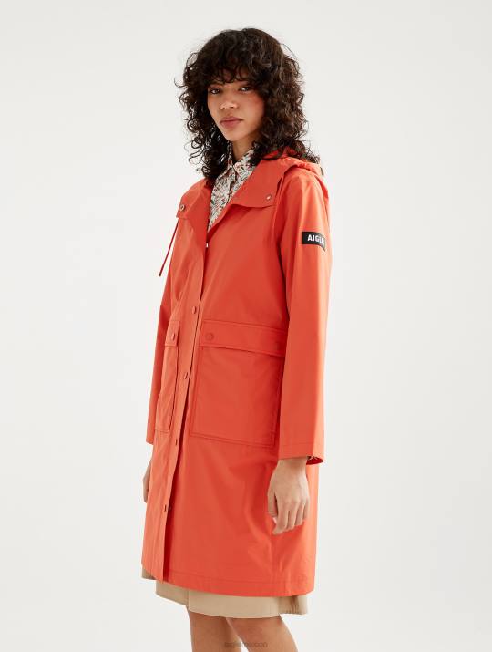 Aigle 86DD461 ropa Harissa mujer impermeable largo mtd con capucha