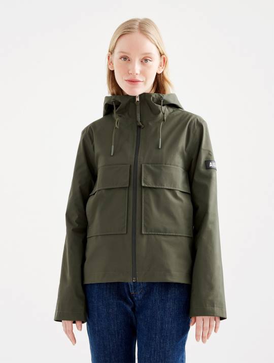 Aigle 86DD476 ropa abogado mujer chaqueta corta con capucha de gore-tex