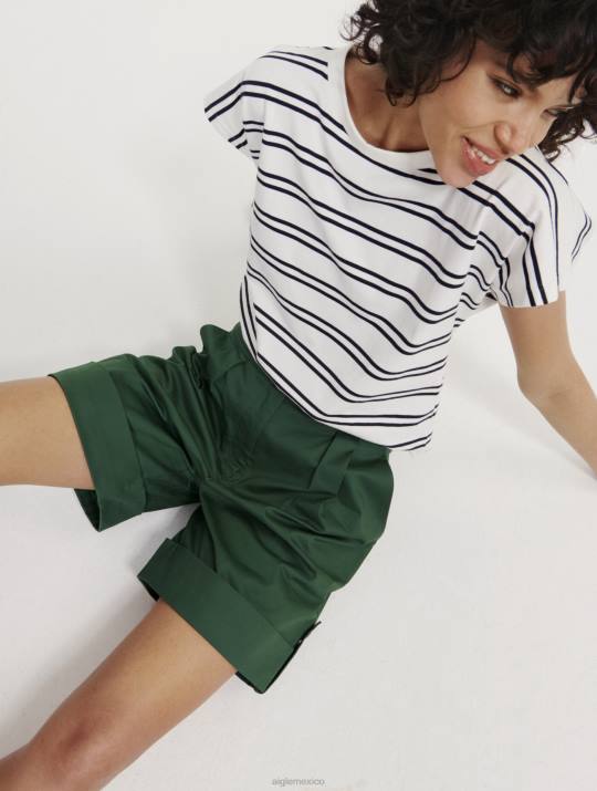 Aigle 86DD448 ropa botánico mujer pantalones cortos con puños anchos