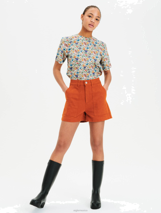 Aigle 86DD691 ropa marrón dorado mujer Pantalón corto 100% algodón ecodiseñado