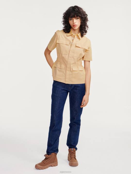 Aigle 86DD442 ropa mimbre mujer chaqueta safari de manga corta