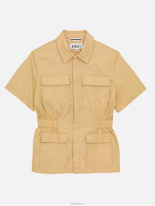 Aigle 86DD442 ropa mimbre mujer chaqueta safari de manga corta