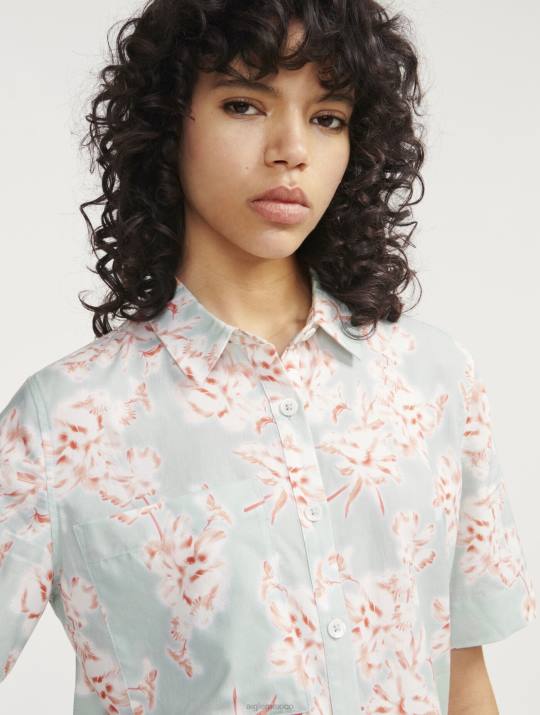 Aigle 86DD492 ropa reseda pr mujer camisa holgada de manga corta