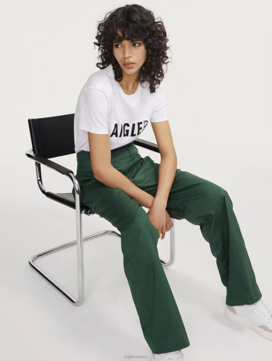 Aigle 86DD453 ropa botánico mujer pantalones anchos de sarga de algodón