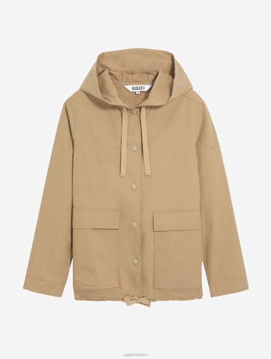 Aigle 86DD477 ropa mimbre yo mujer parka corta con capucha de grosgrain