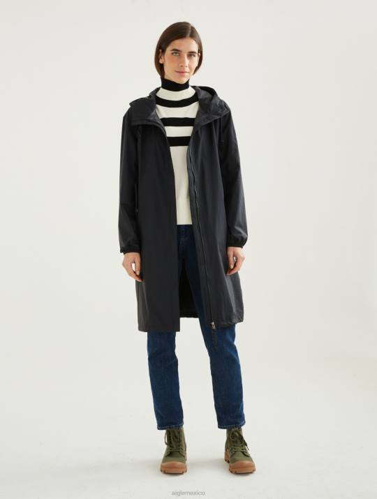 Aigle 86DD481 ropa negro mujer parka mtd con capucha larga