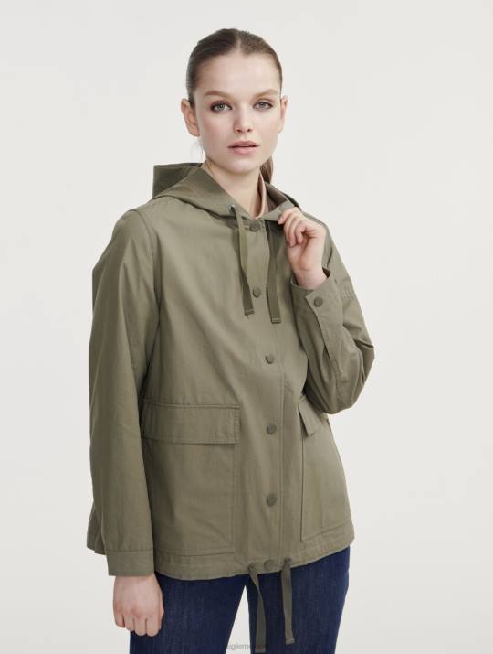Aigle 86DD487 ropa taillis yo mujer parka corta con capucha de grosgrain