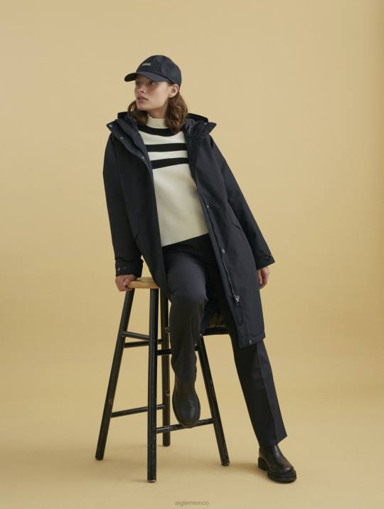 Aigle 86DD675 ropa negro mujer parka muy calentita gore-tex