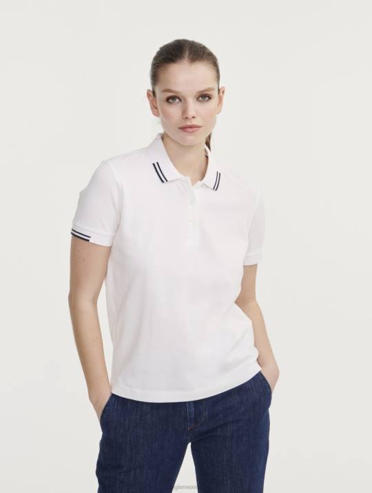 Aigle 86DD489 ropa blanco mujer polo de piqué de manga corta
