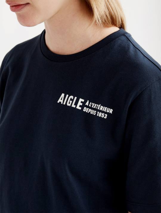 Aigle 86DD571 ropa imperio mujer camiseta de algodón orgánico con cuello redondo