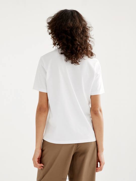 Aigle 86DD588 ropa blanco mujer camiseta de algodón orgánico con cuello redondo