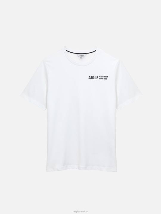 Aigle 86DD588 ropa blanco mujer camiseta de algodón orgánico con cuello redondo