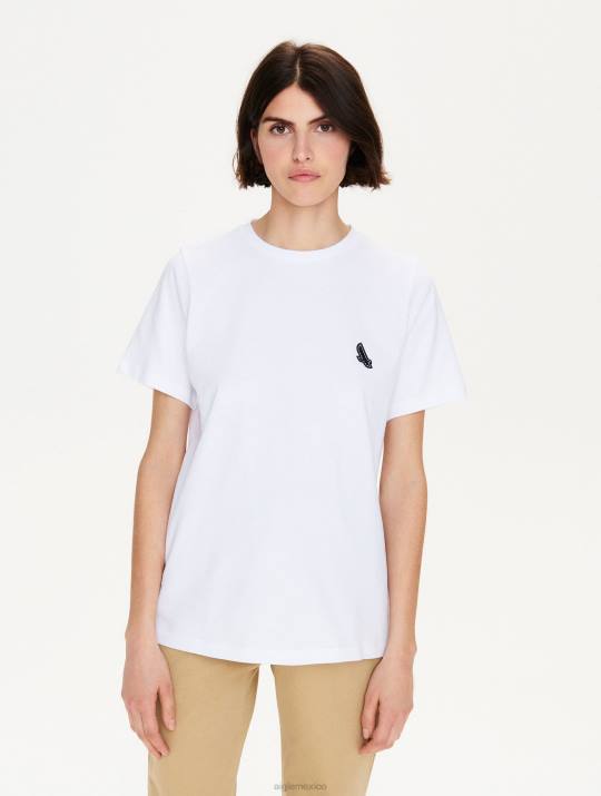 Aigle 86DD709 ropa blanco mujer camiseta con logo y cuello redondo
