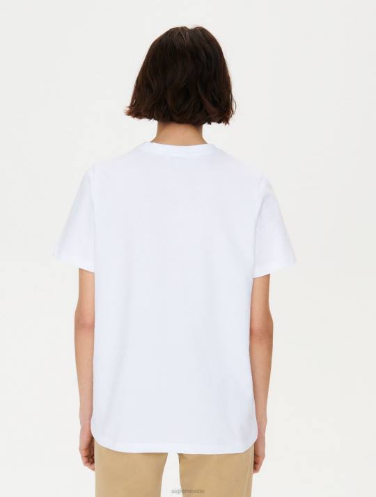 Aigle 86DD709 ropa blanco mujer camiseta con logo y cuello redondo