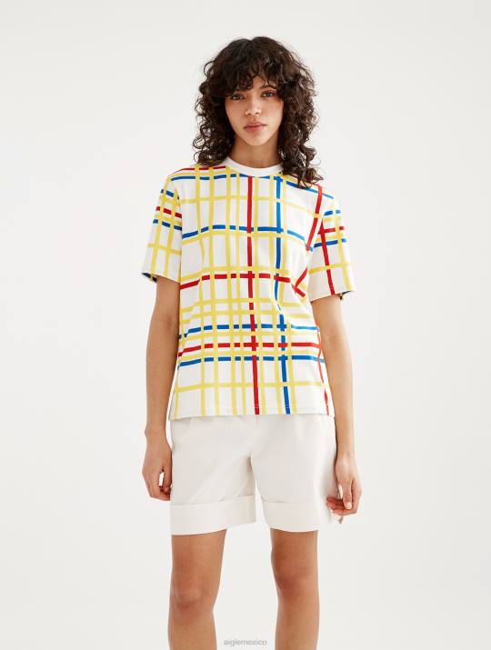 Aigle x Centre Pompidou 86DD10 ropa mondrian mujer camiseta con cuello redondo