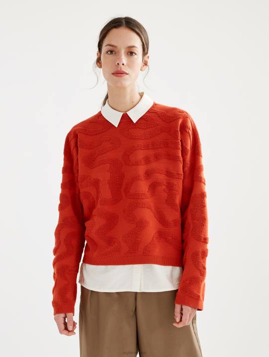 Aigle 86DD532 ropa goji mujer jersey de cuello redondo con jacquard vermiculado